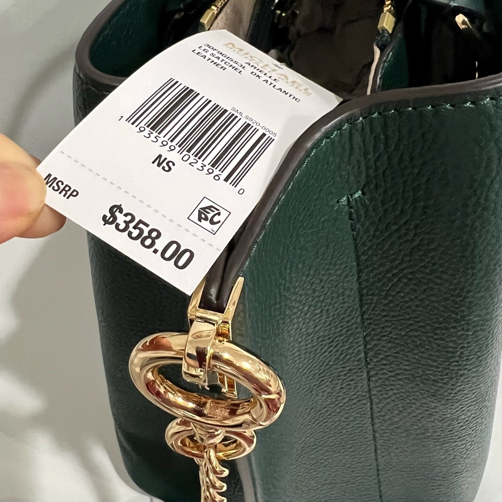 Michael Kors Dark Green Leather Satchel with Gold Hardware - Picture 5 of 6